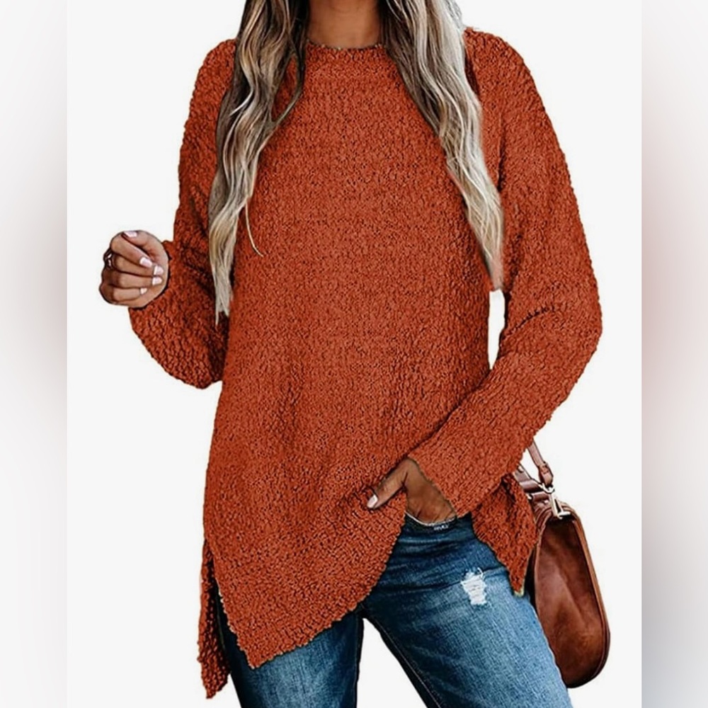 Cozy Rust (burnt umber) Soft & Stretchy Autumn Sweater for Women